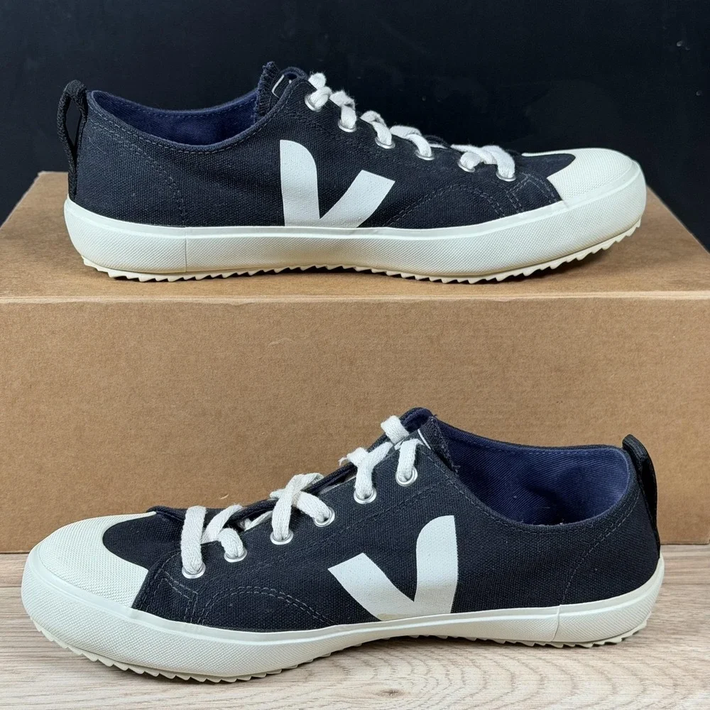 Veja Nova Shoes Womens Size 9 Black White Canvas Athletic Casual Sneakers Brazil